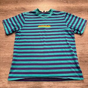 Teddy Fresh Shirt Mens large Blue Purple Crewneck‎ Short Sleeve Cotton Striped